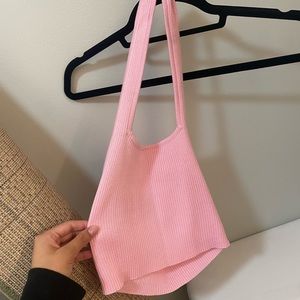 cropped pink halter top